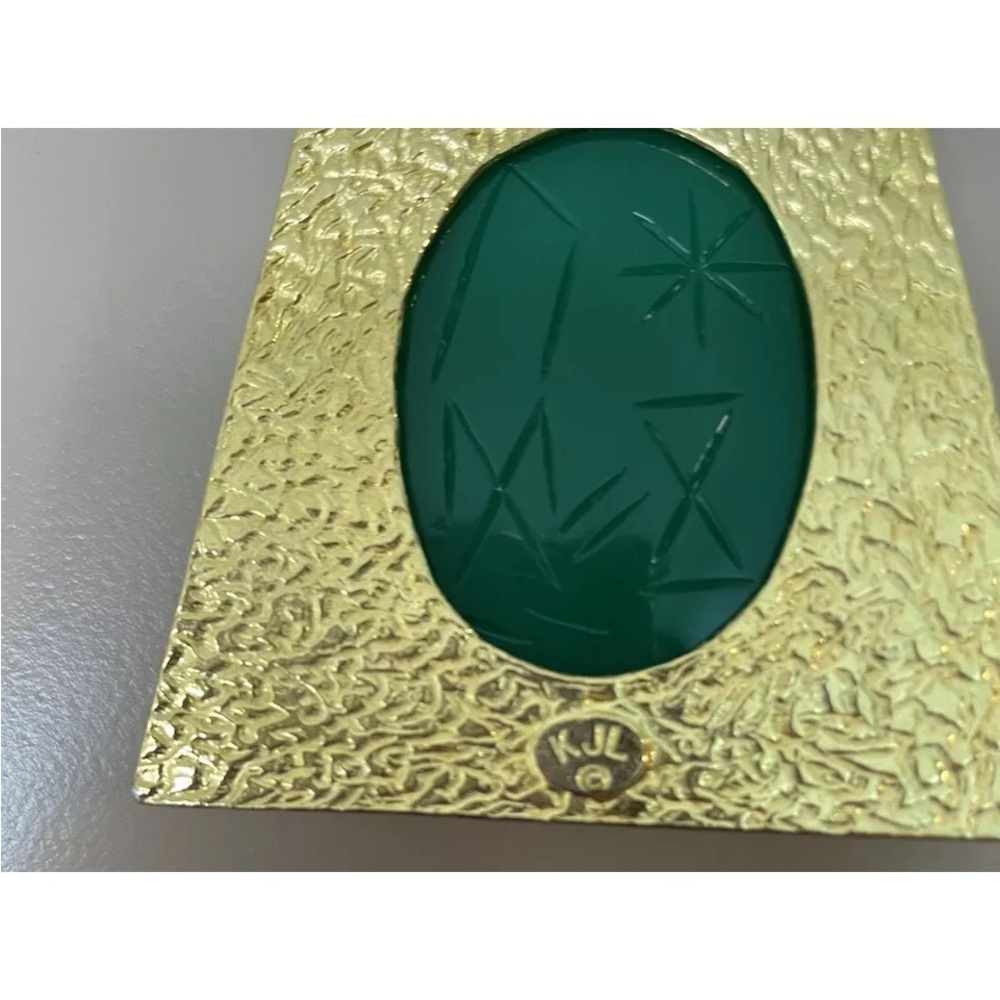 Kenneth Jay Lane vintage necklace green scarab - Picture 3 of 5